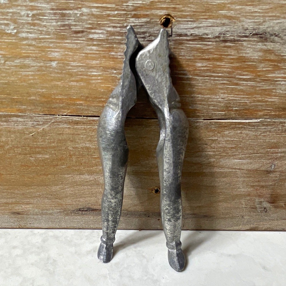 Vintage/Retro Silver Metal Nutcracker, Pliers Style Shell Cracker Figural Legs